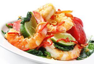 Ensalada tibia de espinacas y gambas