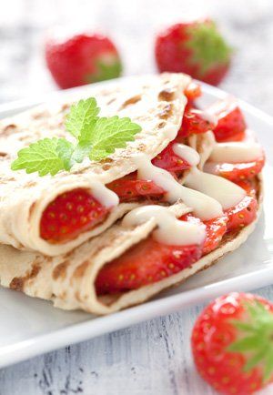 Crepes rellenos de fresas