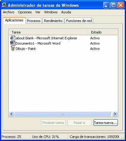 Aplicaciones del administrador de tareas
